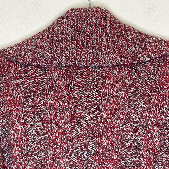 American Eagle Cardigan Sweater Cable Knit Button-Down Wool Blend Red Size L/XL - Picture 7 of 10